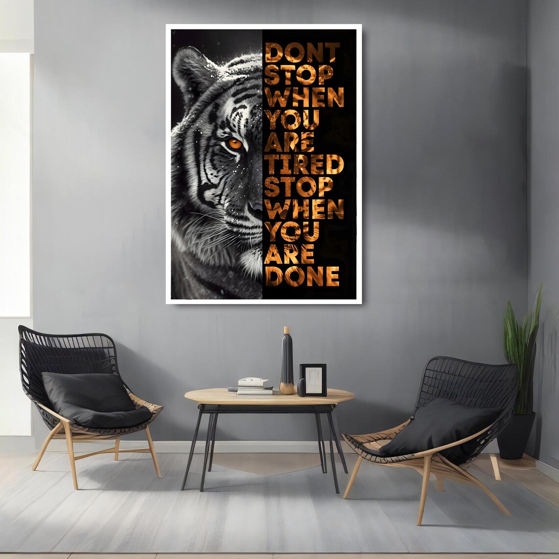 Motivational Tiger Dont Stop When Tired Bold Quote Office Gym Art Poster - Image 2