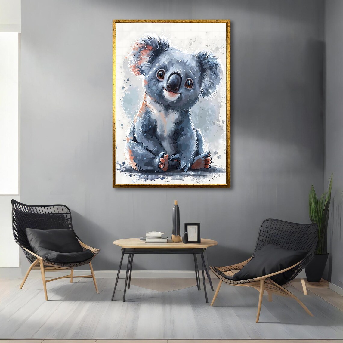 Cute Baby Koala Watercolor Painting Kids Nursery Animal Art Poster - Image 3