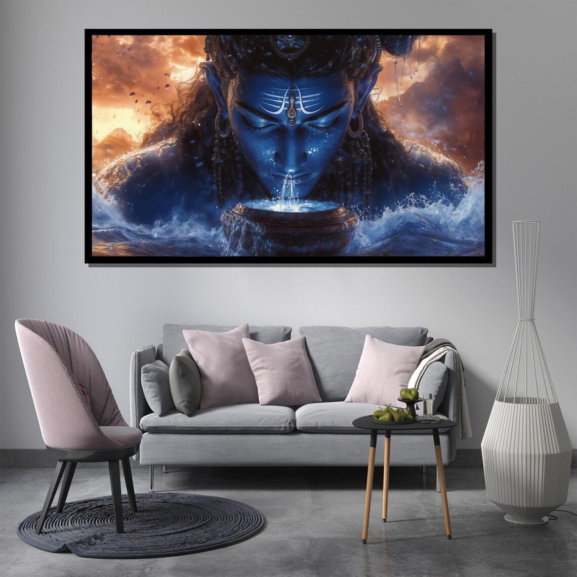 Lord Shiva Cosmic Water Blessing Mahadev Spiritual Art Print - Image 3