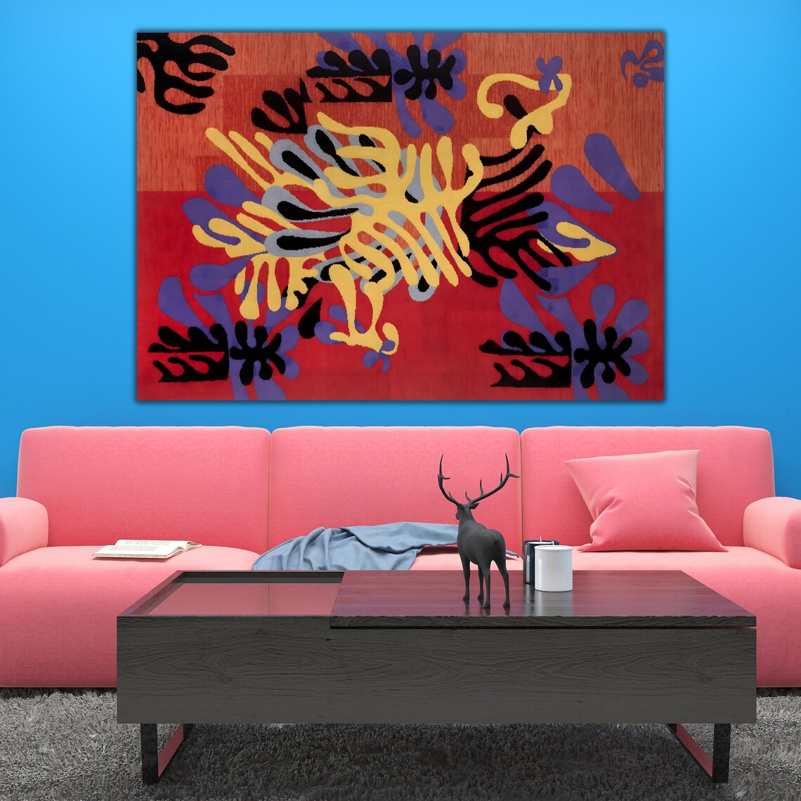 Henri Matisse Cutout Style Abstract Red Yellow Organic Shapes Poster - Image 2