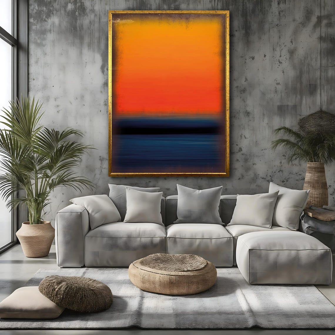 Mark Rothko Orange Sunset Over Navy Blue Abstract Ocean Poster - Image 4