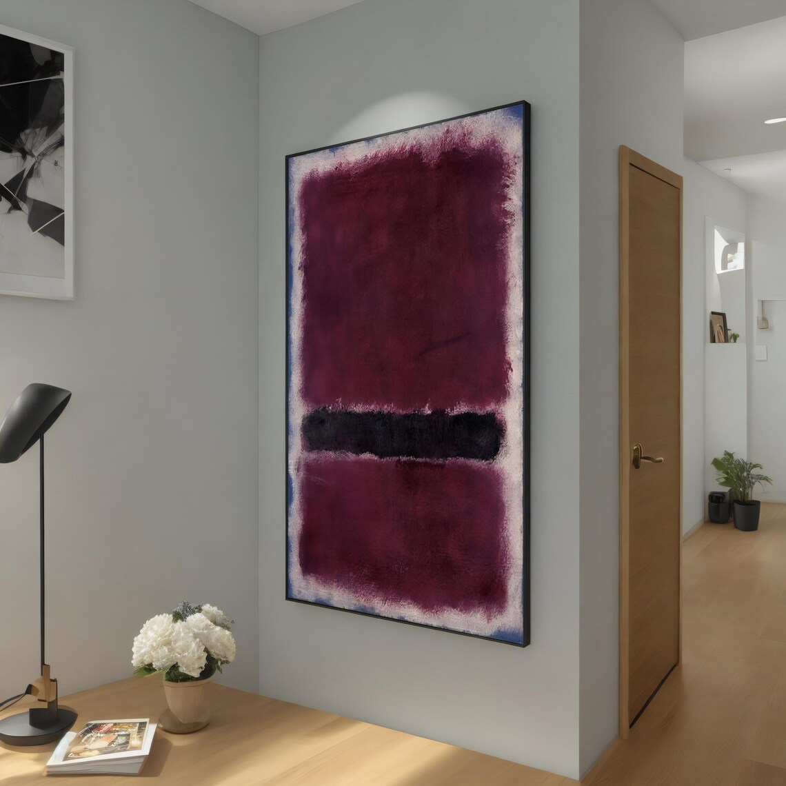 Modern Mark Rothko Art Minimalist Burgundy Black Wall Decor Contemporary Home Decor Mark Rothko Artwork Luxury Gift