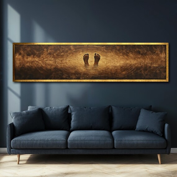 Golden Feet Ripples Wall Art Unique Art For Living Room Decor Tranquil Nature Inspired Gift Modern Home Decor Gift Idea