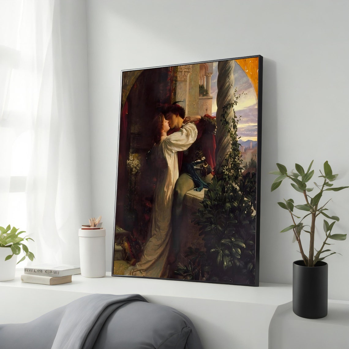 Romantic Couple Kissing Balcony Classical Painting Love Wall Poster