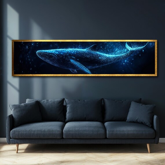 Majestic Whale Art Panoramic Ocean Wall Decor Nautical Home Decoration Whale Ready To Hang Art Unique Gift