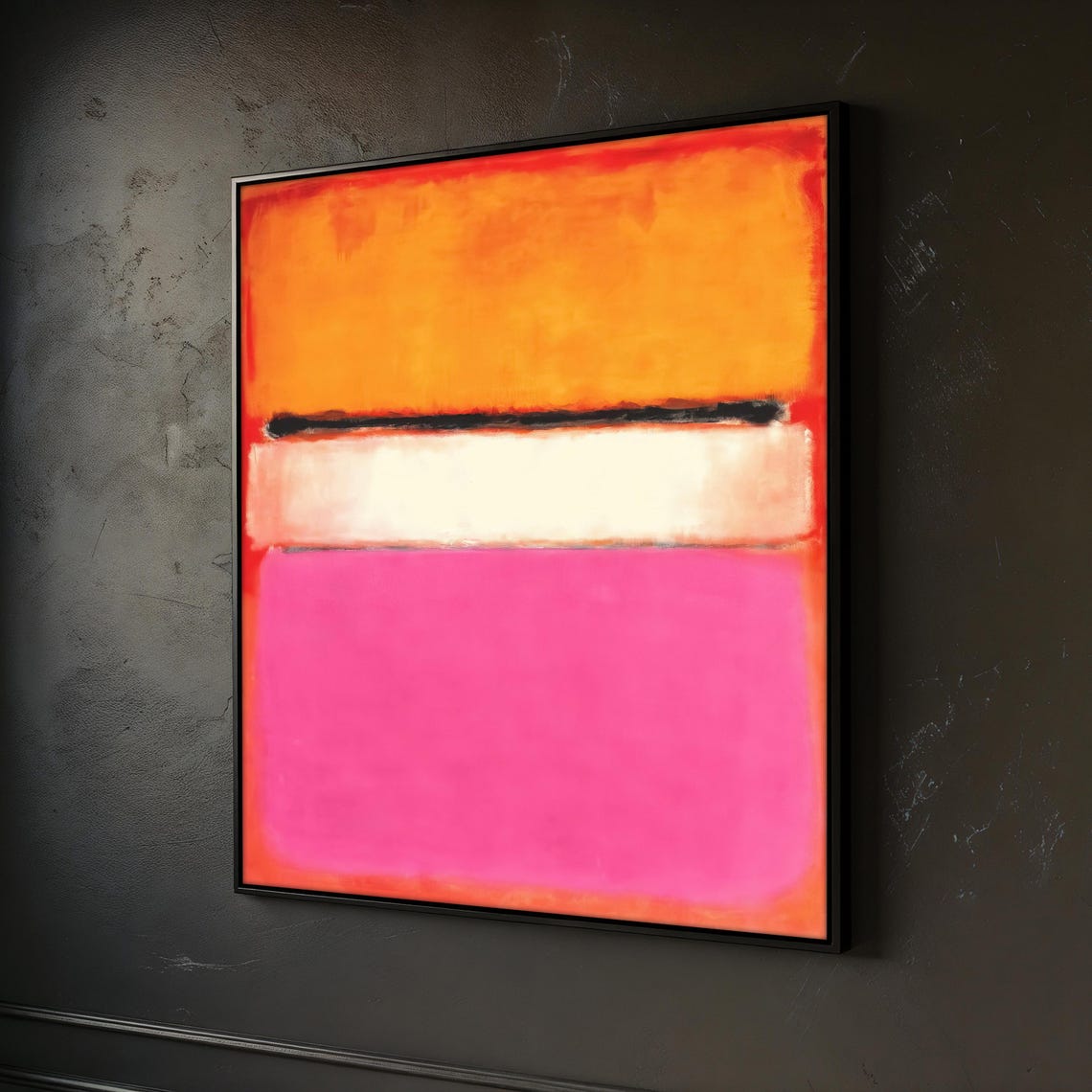 Rothko Style Orange White Pink Sunset Glow Abstract Wall Art Poster