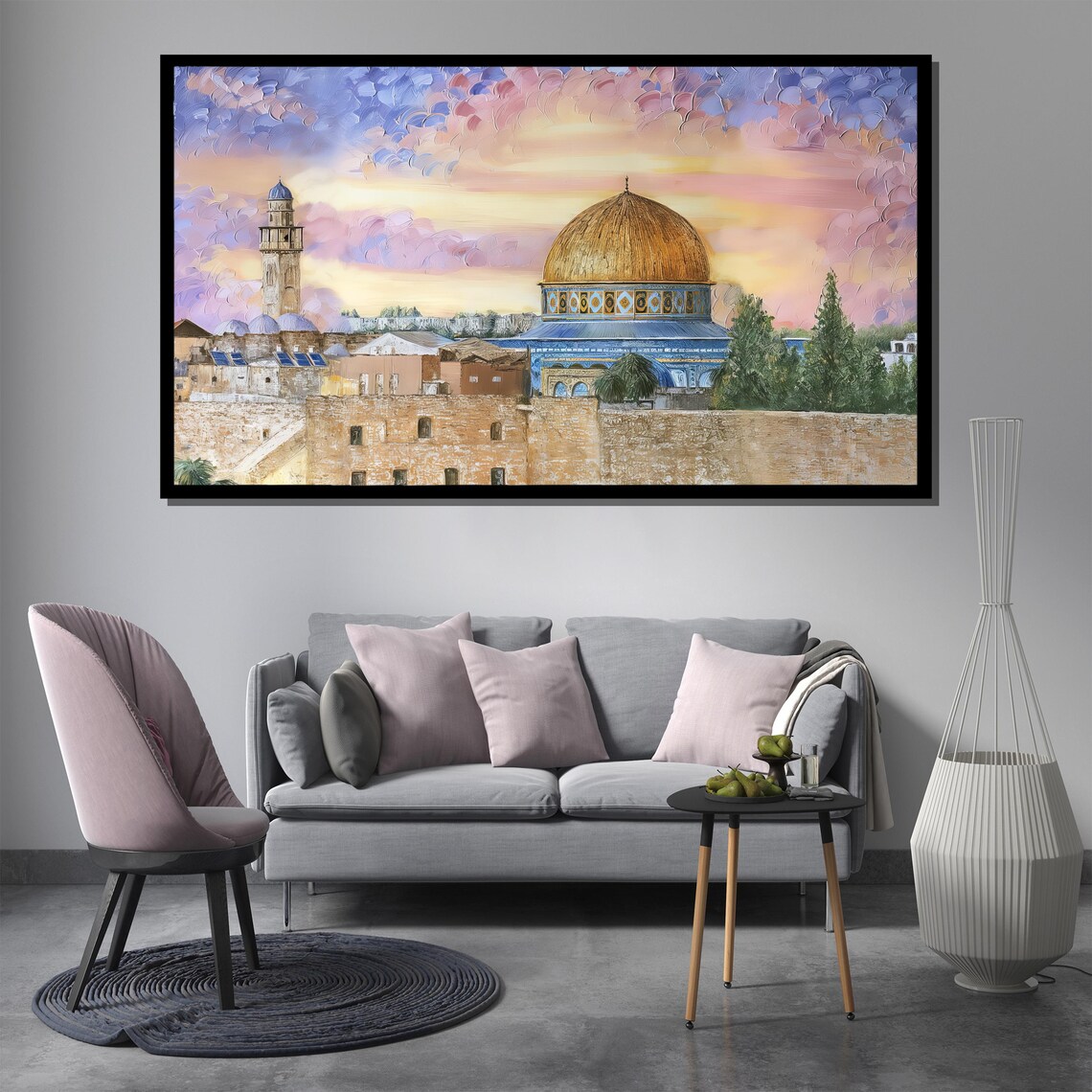 Peaceful Jerusalem Golden Dome Sunset Old City Islamic Wall Art Poster - Image 3