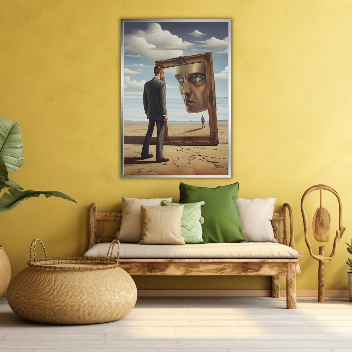Reflection In The Mirror Surrealism Ready To Hang Artwork Modern Home Decor Unique Gift Modern Painting - Image 3