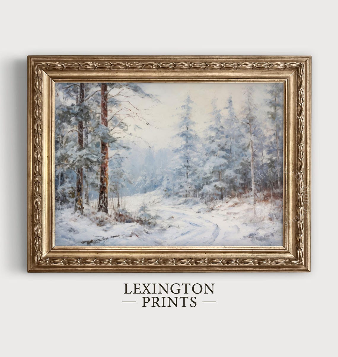 Snowy Winter Forest Path Classic Vintage Oil Painting Poster - Image 4