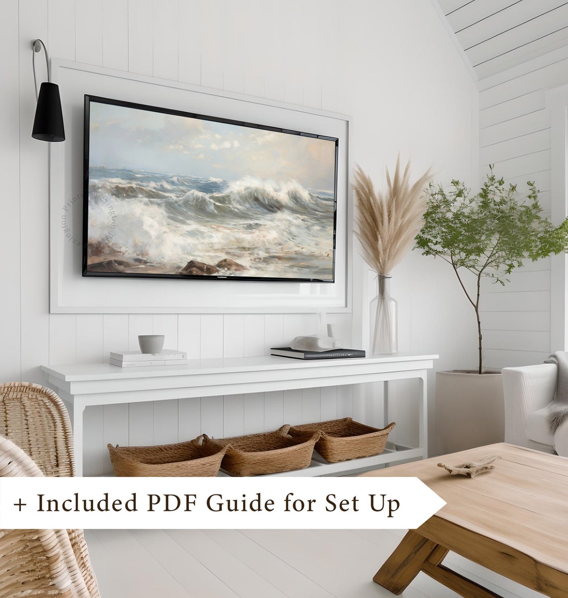 Dark Moody Ocean Waves Tv Art Coastal Tv Art Frame Tv Art Beach Tv Art Ocean Art Coastal Wall Art Vintage Summer Tv Art Moody 689 - Image 8