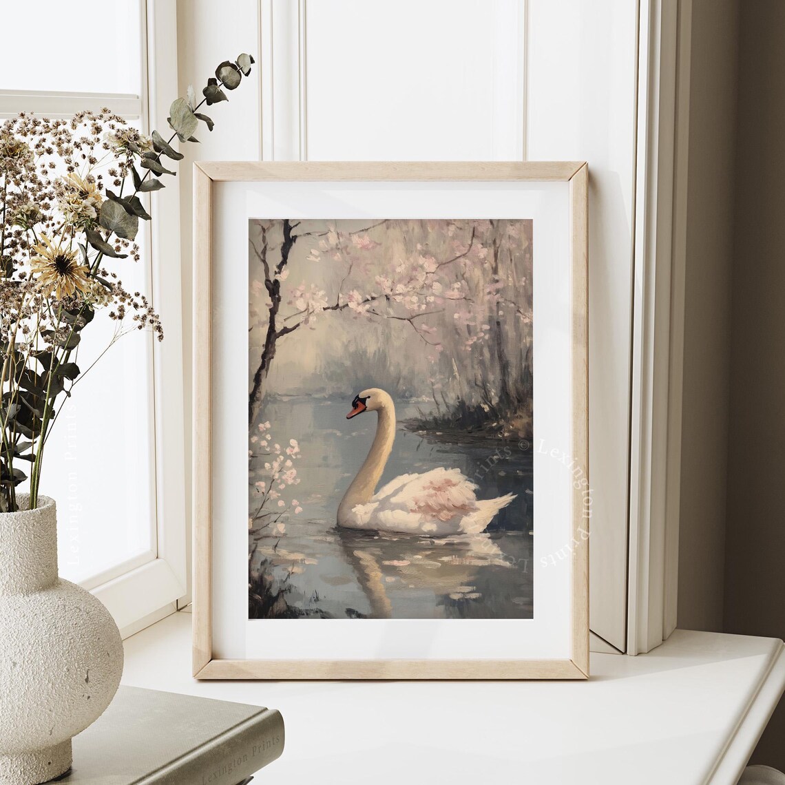 Moody White Swan Vintage Art Print, Farmhouse Decor - Image 6