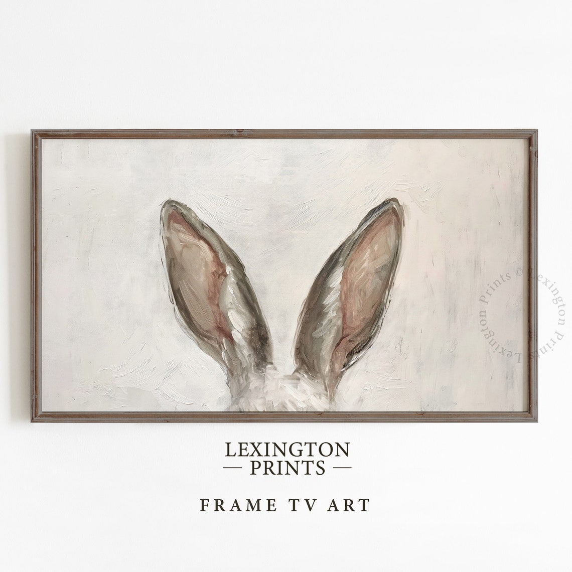 Minimalist Bunny Ears on Cream Background Easter Frame TV Art Poster - Image 5