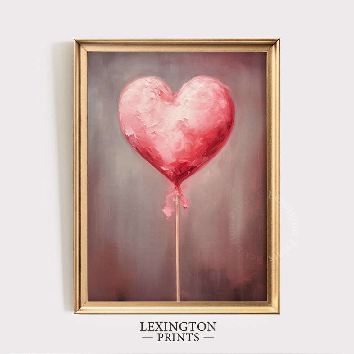 Pink Heart Lollipop Romantic Valentine Sweetheart Painting Art Print - Image 6