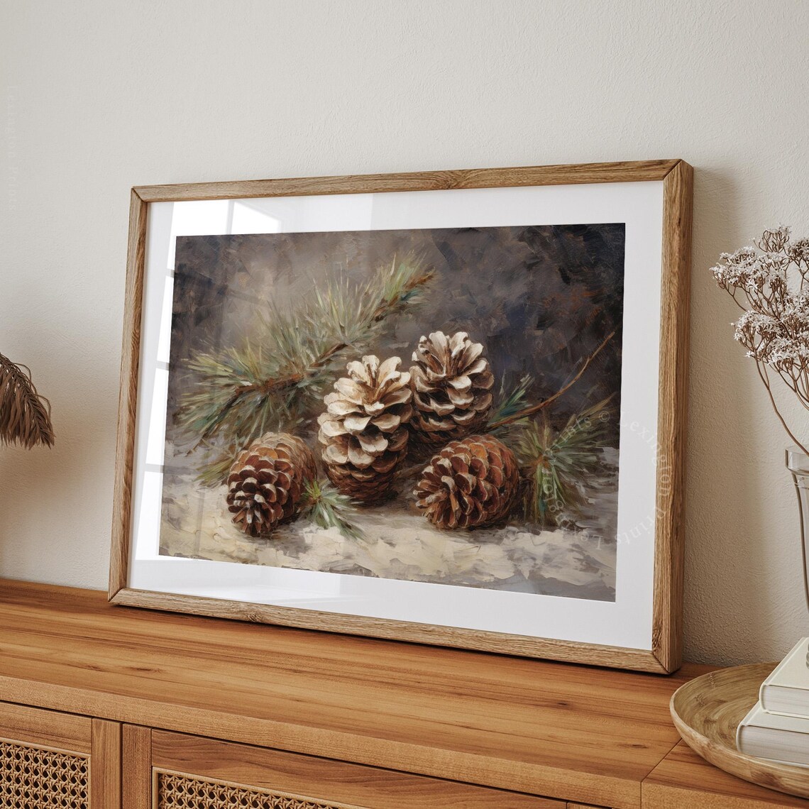 Vintage Christmas Pinecone Still Life Art Print - Image 7