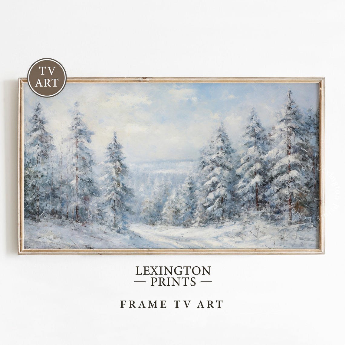 Snowy Evergreen Forest Winter Landscape Bright Morning Frame TV Poster