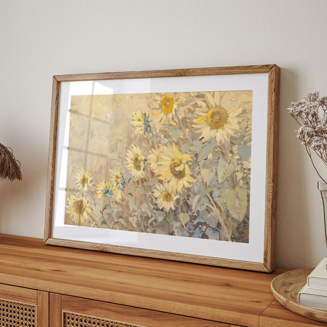Soft Yellow Sunflowers Impressionist Pale Floral Meadow Art Poster - Image 8
