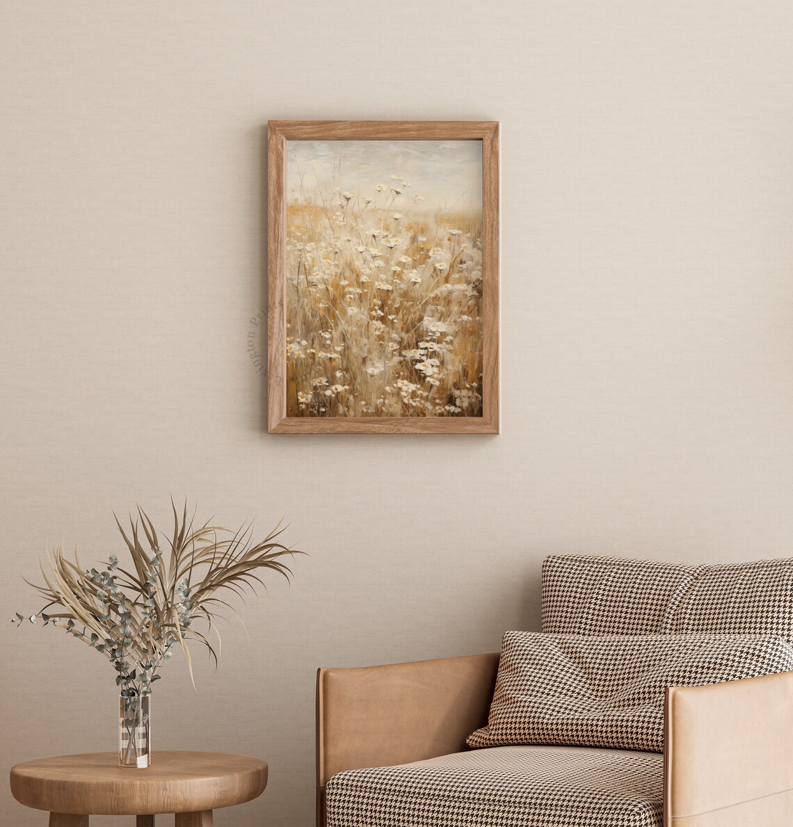 Golden Spring Wildflower Meadow Daisy Field Oil Painting Poster - Image 3