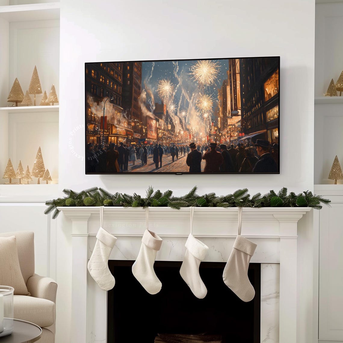 Vintage Fireworks New Years Tv Art New Years Frame Tv Art Winter Frame Tv Art Holiday Decor Gold New Years Party Art Christmas Tv Art 975 - Image 8