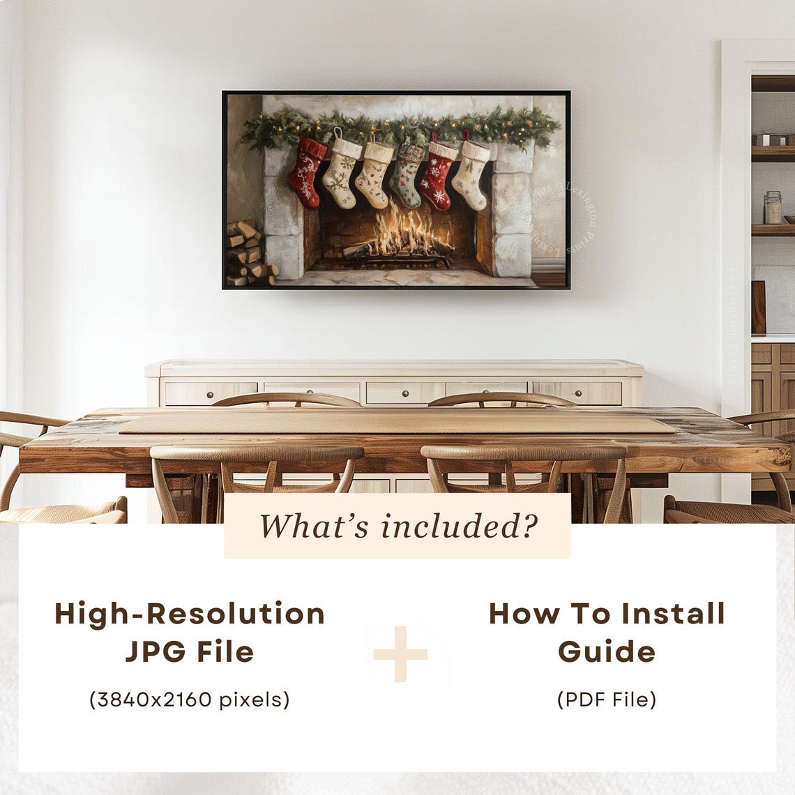 Vintage Christmas Stockings Tv Art Christmas Frame Tv Art Fireplace Tv Art Winter Tv Art Farmhouse Christmas Holiday Decor Rustic Art 922 - Image 5