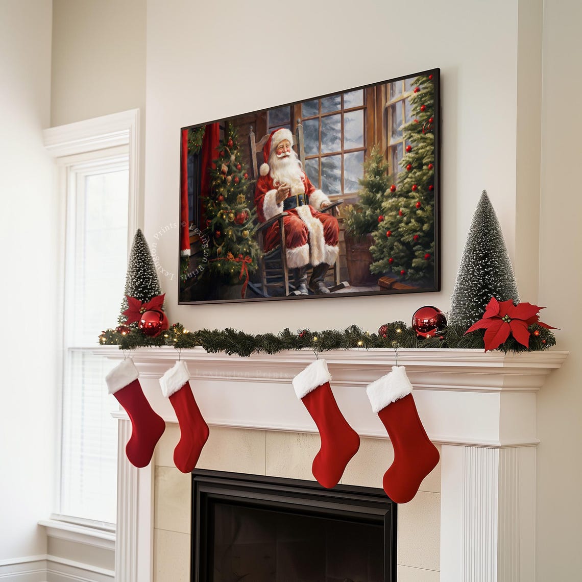 Santa Rocking Chair Christmas Frame Tv Art Christmas Santa Christmas Wall Art Winter Cottagecore Art Vintage Christmas Decor Santa Print 445 - Image 6