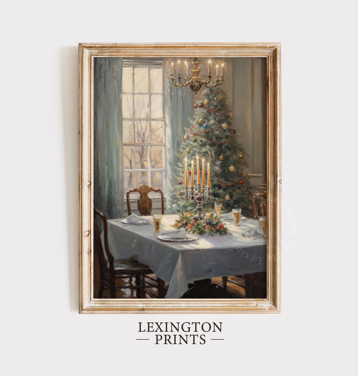 Vintage Christmas Oil Painting Christmas Wall Art Christmas Tree Living Room Wall Art Farmhouse Winter Kitchen Christmas Decor 229 - Image 5