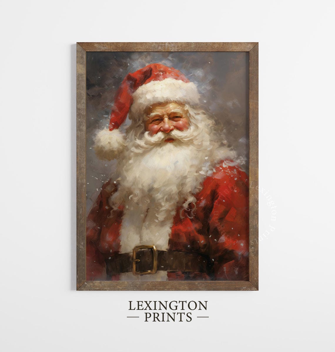 Smiling Santa Claus Portrait in Red Suit Vintage Christmas Art Print - Image 2