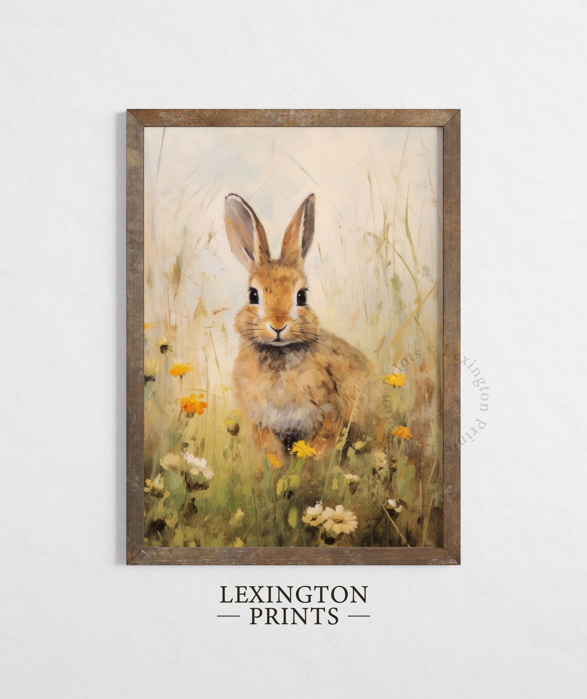 Sweet Rabbit Sitting in Wildflower Meadow Vintage Animal Art Print - Image 5