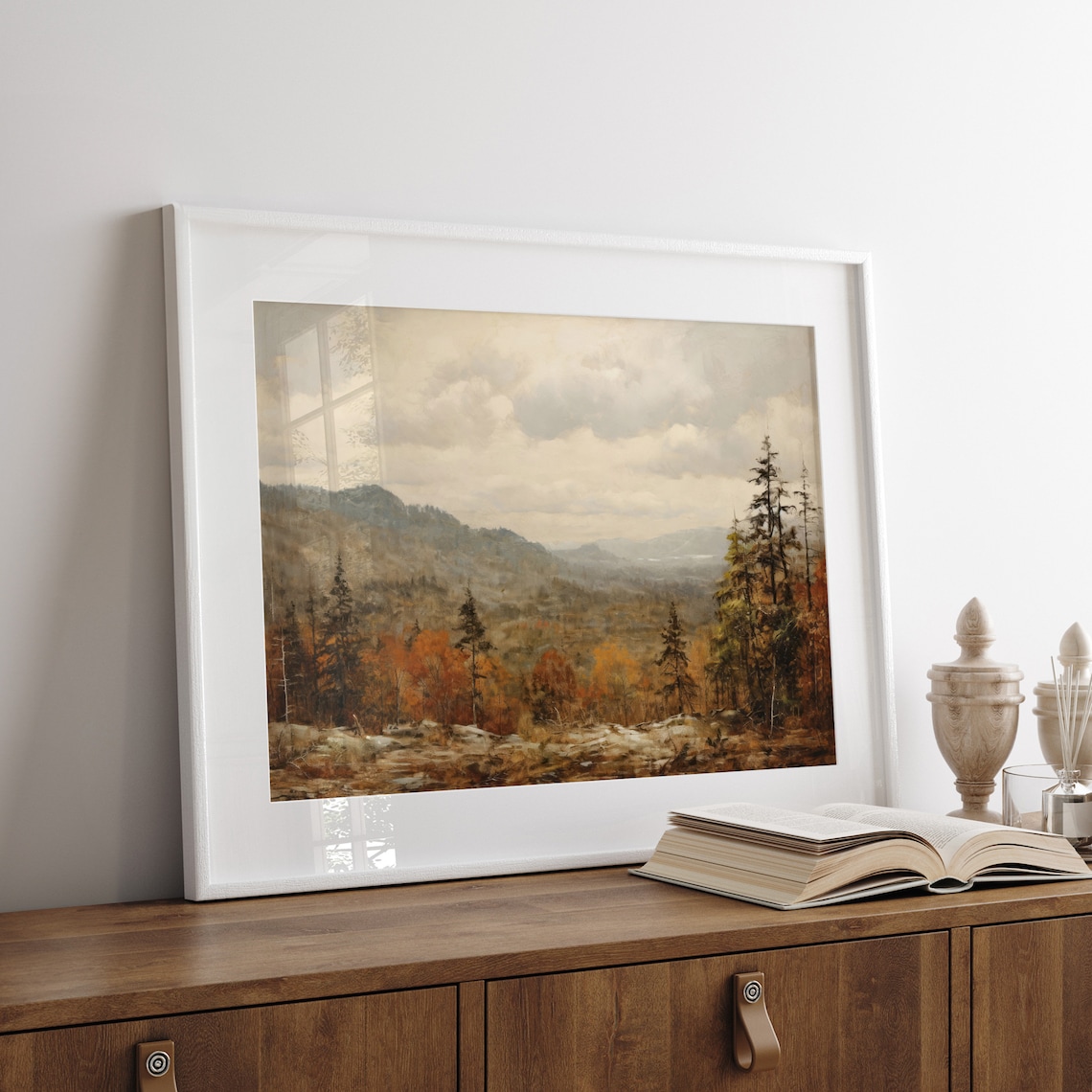 Autumn Mountain Valley Fall Foliage Vintage Oil Painting Poster - Image 3
