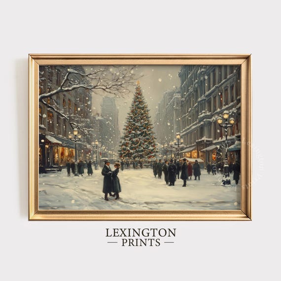 Victorian Christmas Tree Christmas Wall Art Christmas Wall Art Winter Prints Moody Wall Art Vintage City Poster Art 802