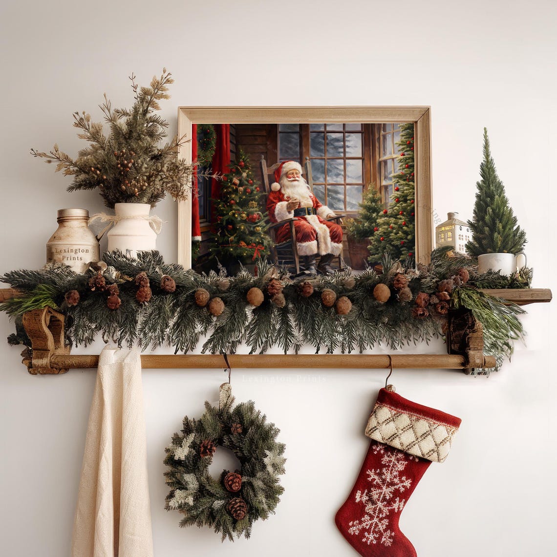 Santa Rocking Chair Christmas Wall Art Santa Christmas Festive Santa Art Farmhouse Decor Santa Christmas Decor Winter Print 444 - Image 6