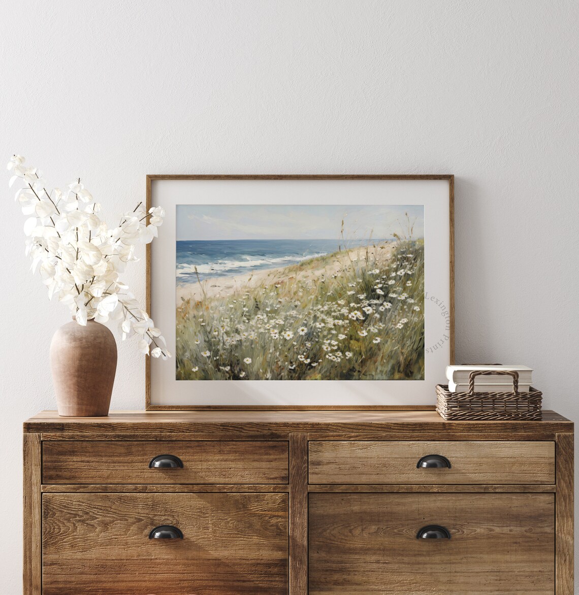 Coastal Wildflower Daisy Field Beach Summer Painting Art Poster - Image 7