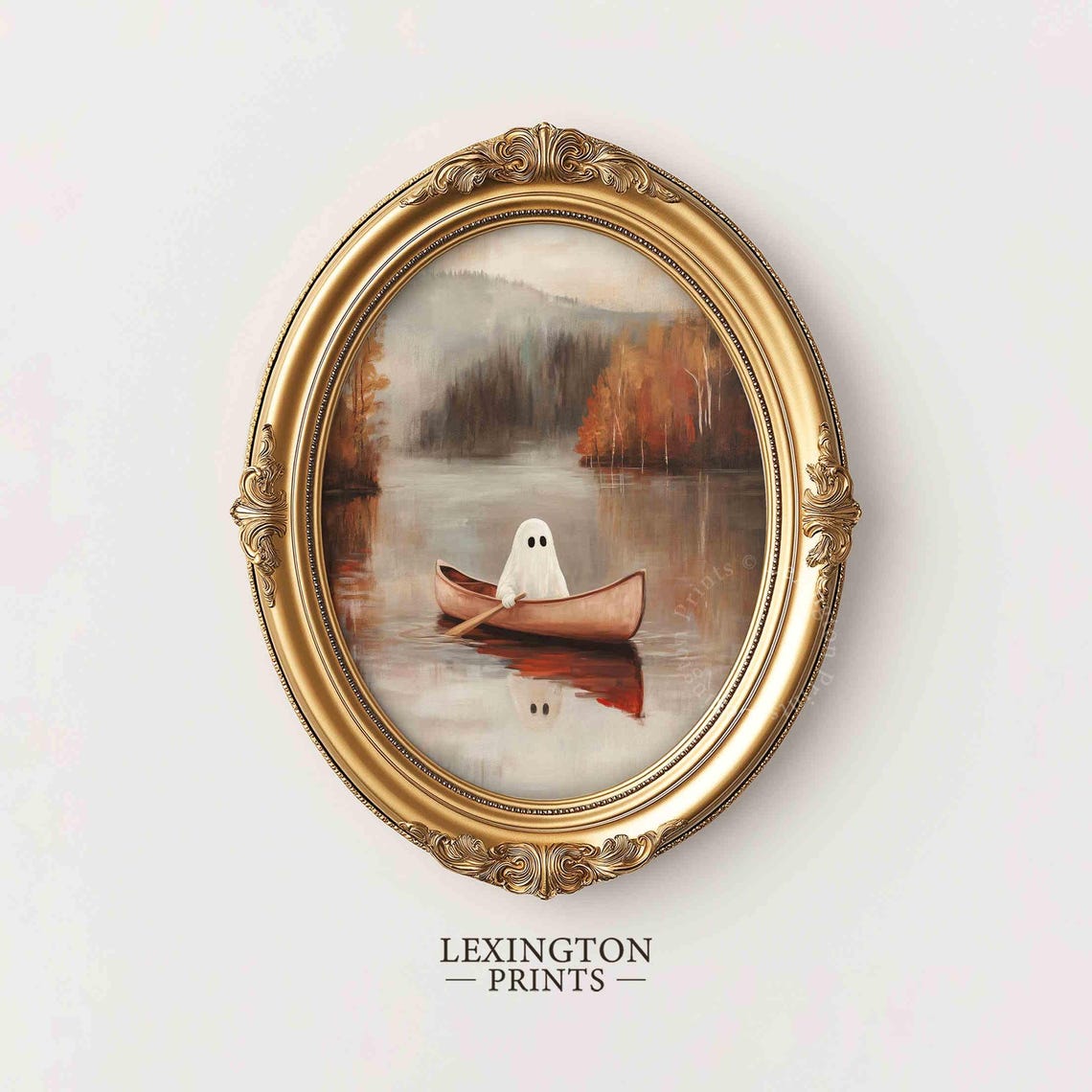 Cute Ghost On Boat Halloween Wall Art Ghost Print Fall Wall Art Halloween Print Fall Print Spooky Prints Fall Landscape Art 827 - Image 5
