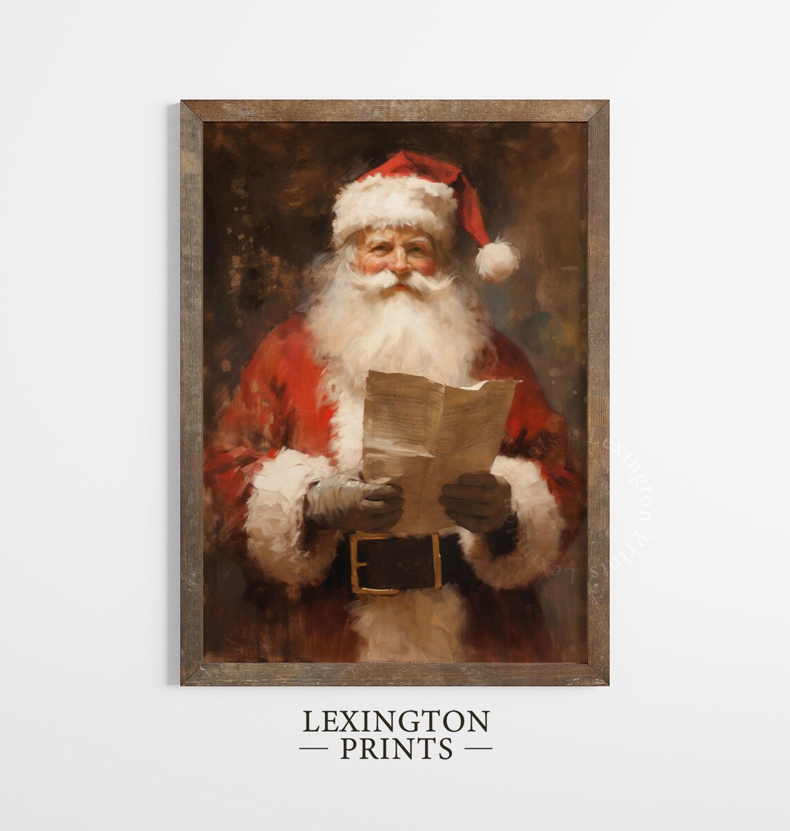 Santa Claus Naughty Nice List Vintage Christmas Portrait Poster - Image 4