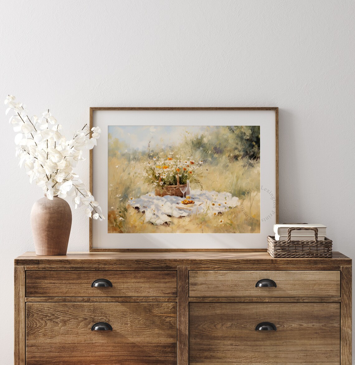 Wildflower Picnic Blanket Oil Painting Poster Sunlit Meadow Wall Decor - Image 8