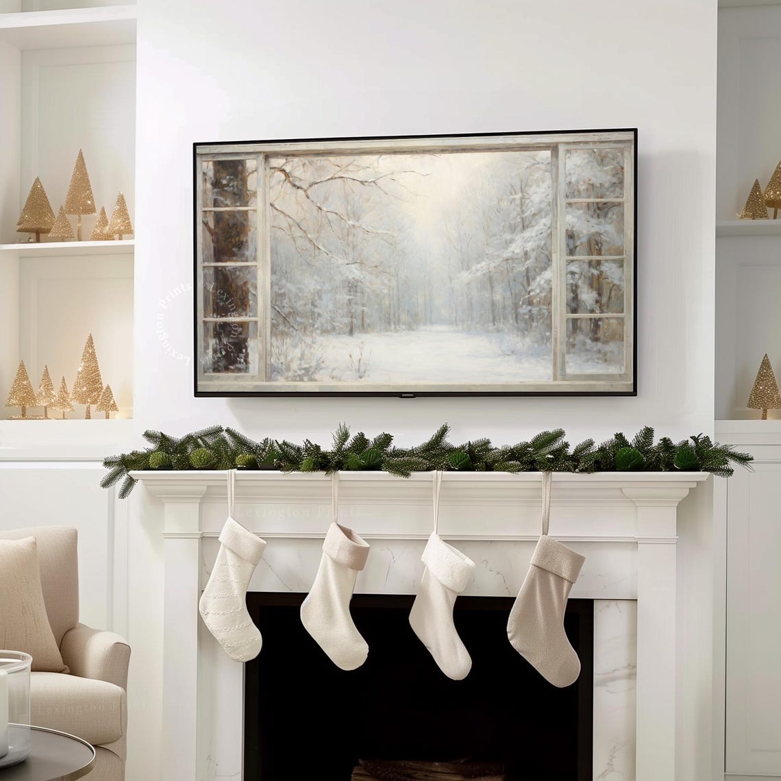 Snowy Winter Forest View Through Window Peaceful Snow Poster - Image 8