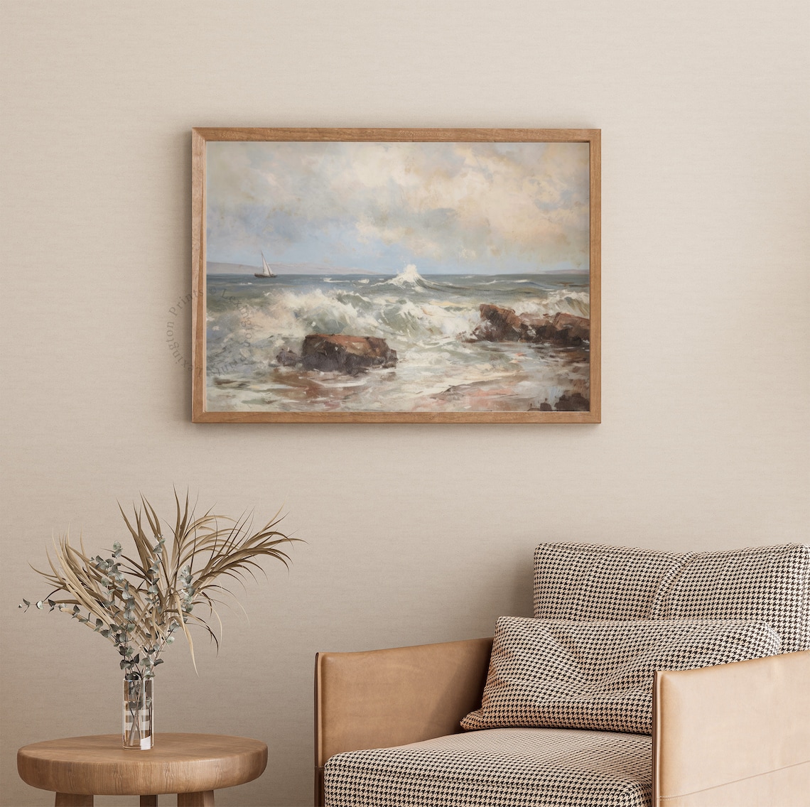 Sailboat Rocky Coast Ocean Waves Classic Seascape Painting Poster - Image 3