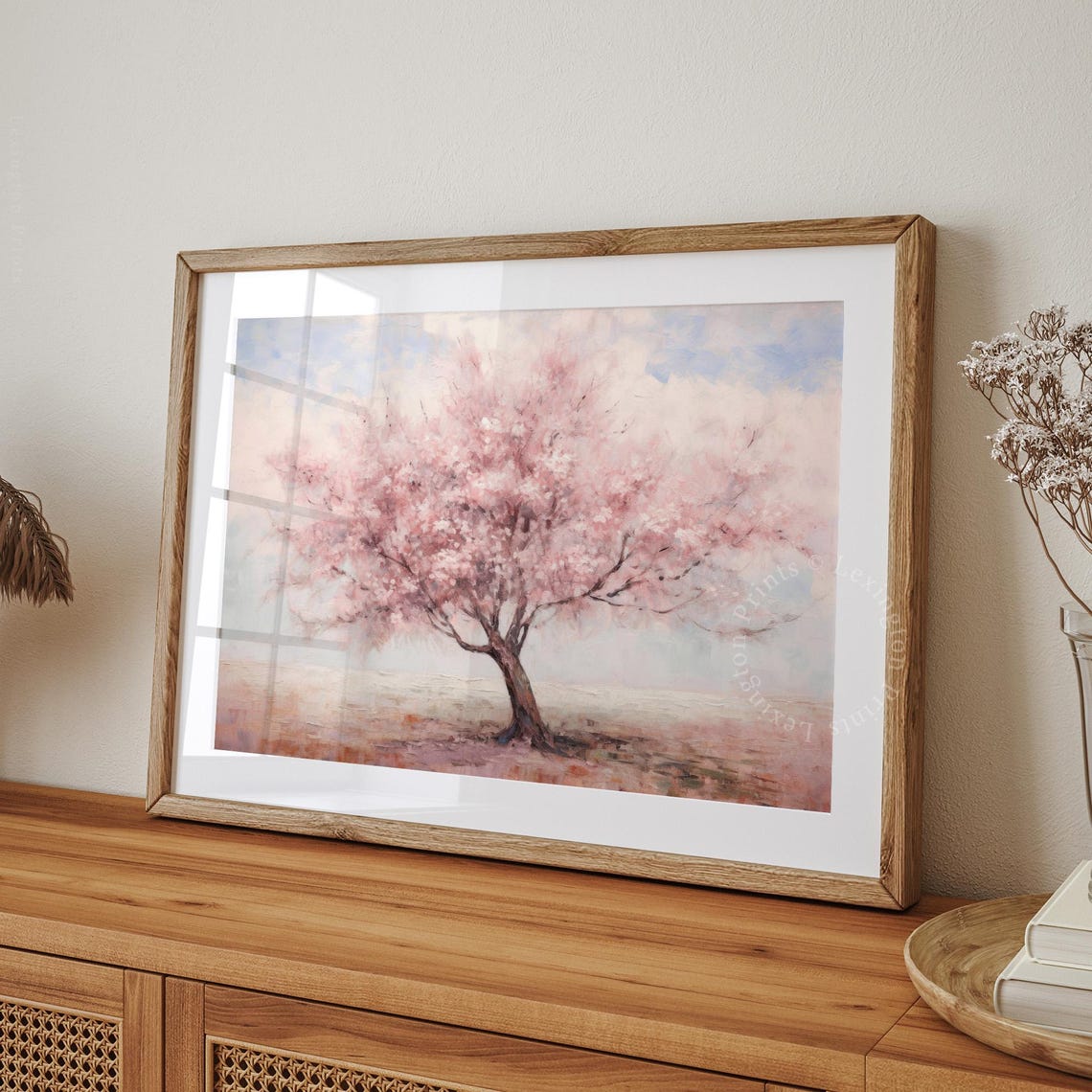 Pink Cherry Blossom Tree Watercolor Spring Landscape Bedroom Poster - Image 7