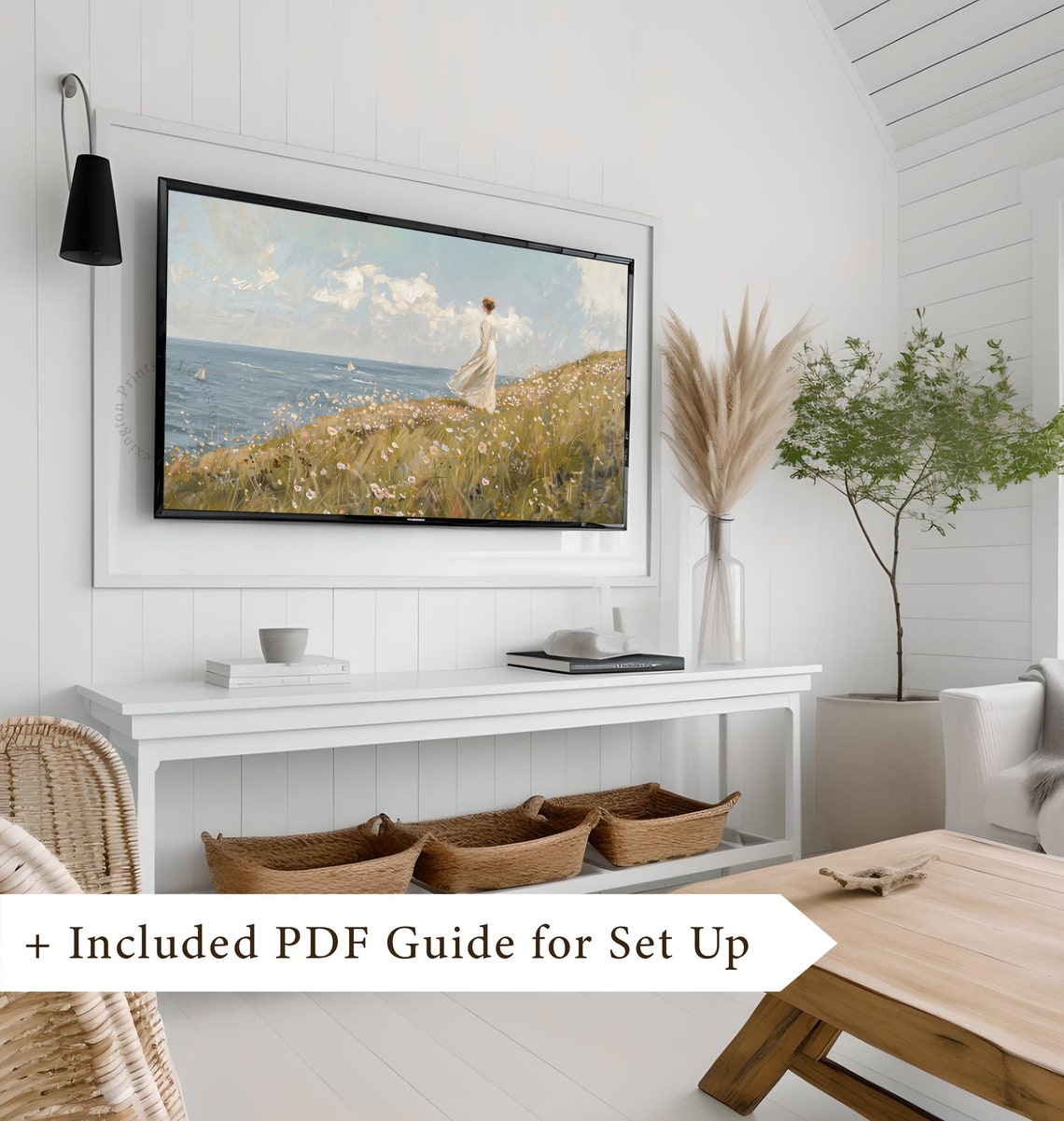 Vintage Woman Coastal Tv Art Wildflower Tv Art Frame Tv Art Summer Tv Art Wildflower Art Spring Tv Art Floral Art Landscape 713 - Image 8
