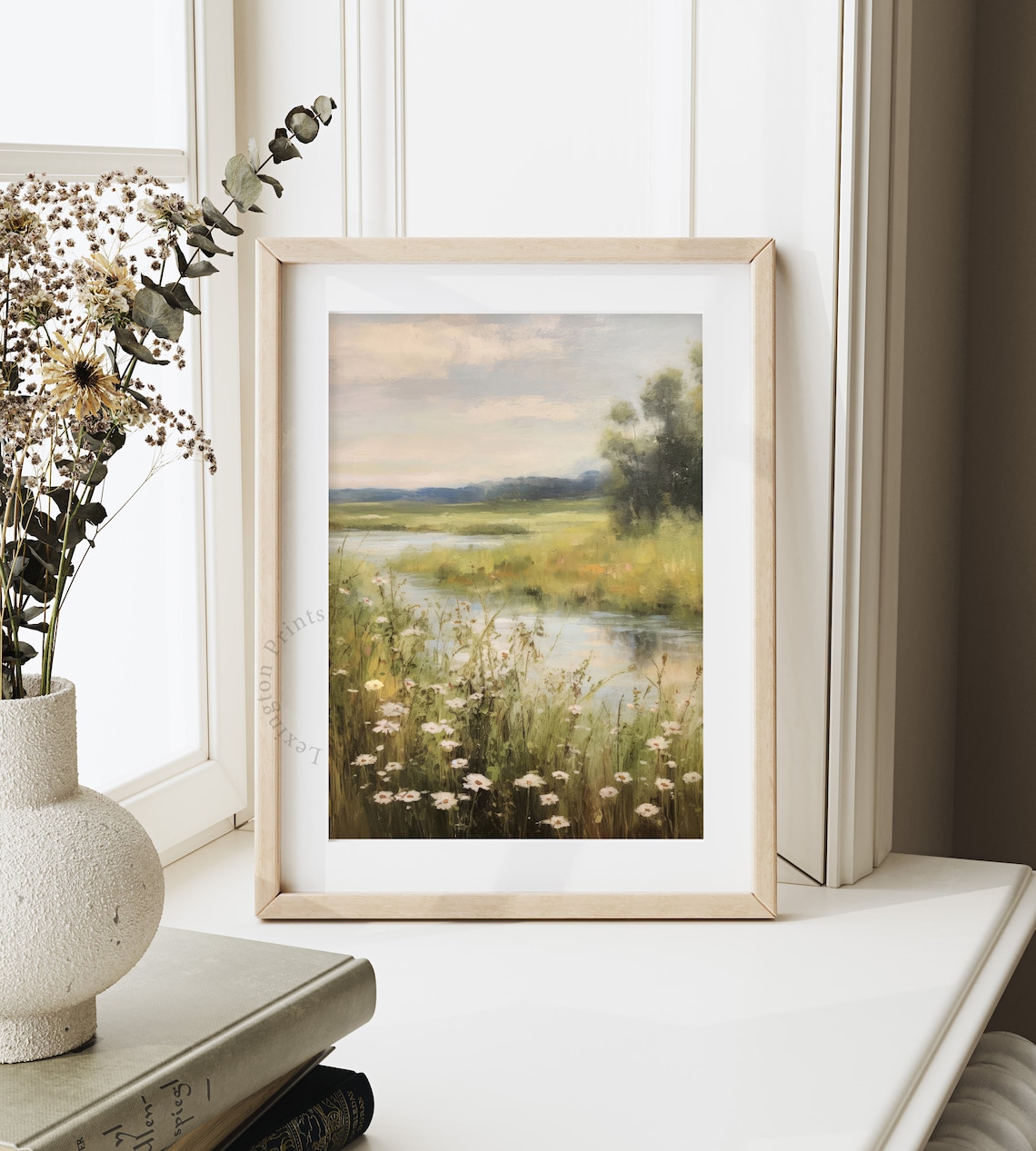 Wildflower Field Vintage Landscape Art Print - Image 4