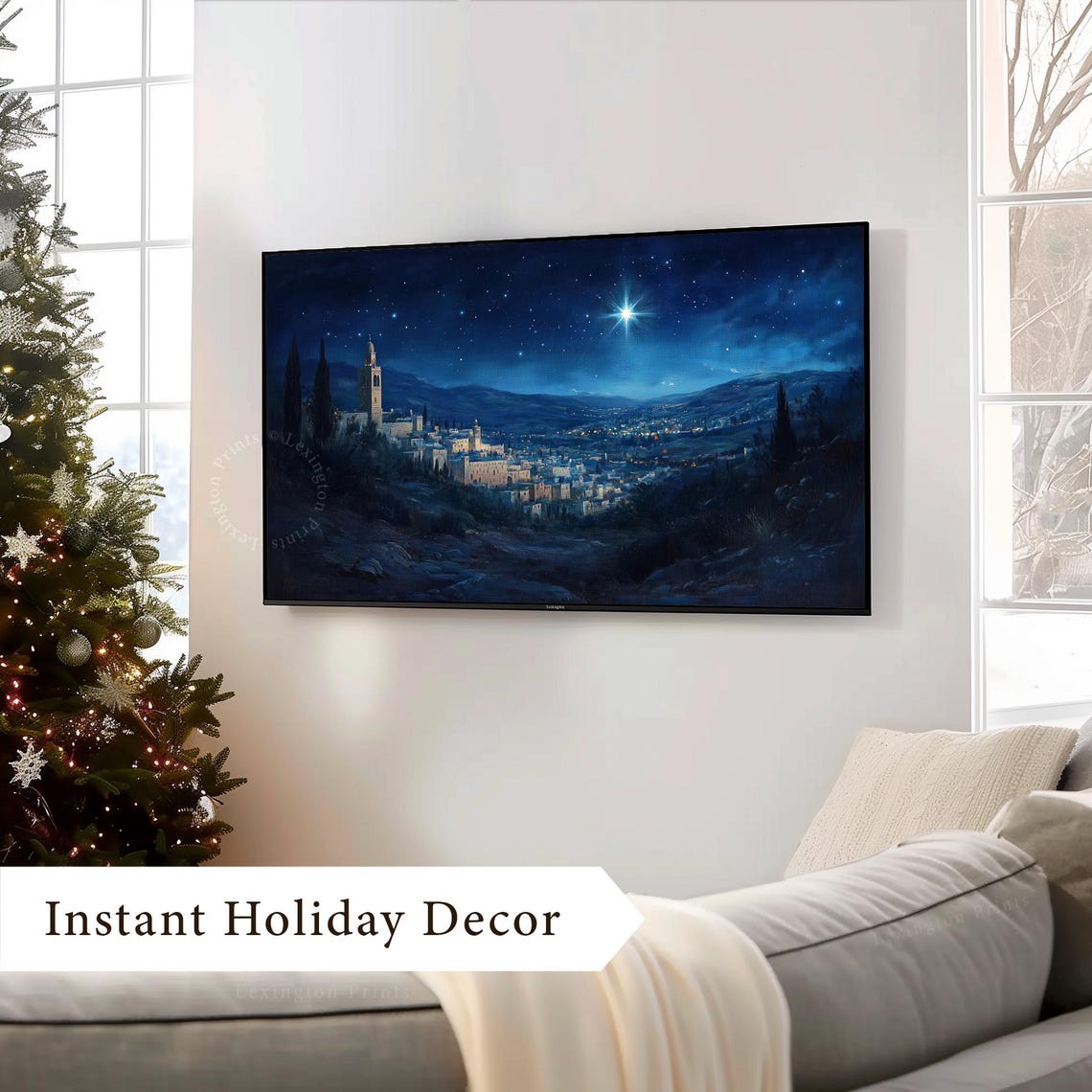 Christmas Star Of Bethlehem Tv Art Frame Tv Art Christmas Tv Art Christian Tv Art Biblical City Wall Art Oil Painting Tv Art 943 - Image 3