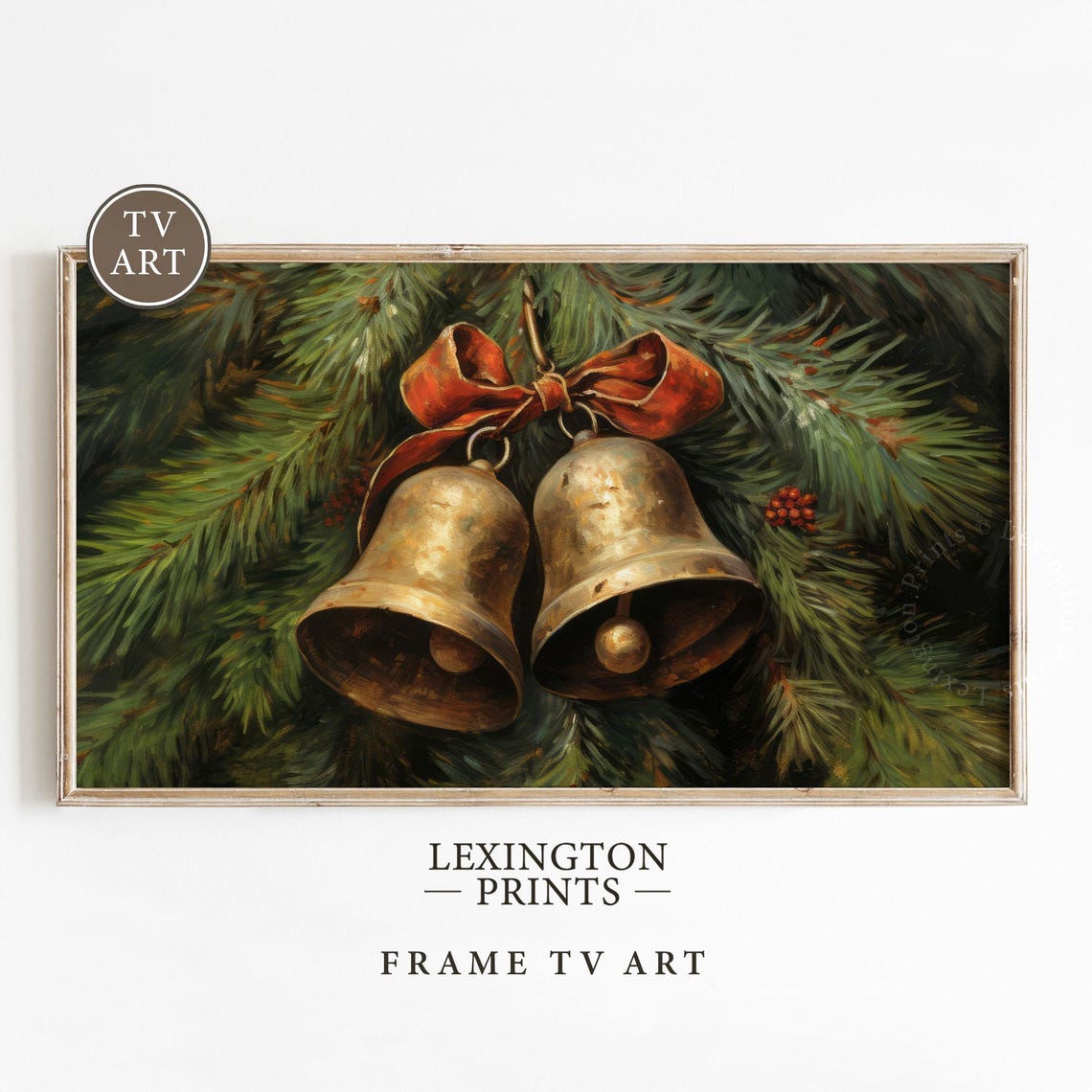 Christmas Jingle Bells Christmas Frame Tv Art Christmas Wall Art Winter Print Vintage Christmas Tv Christmas Decor Holiday Art Bell Art 432