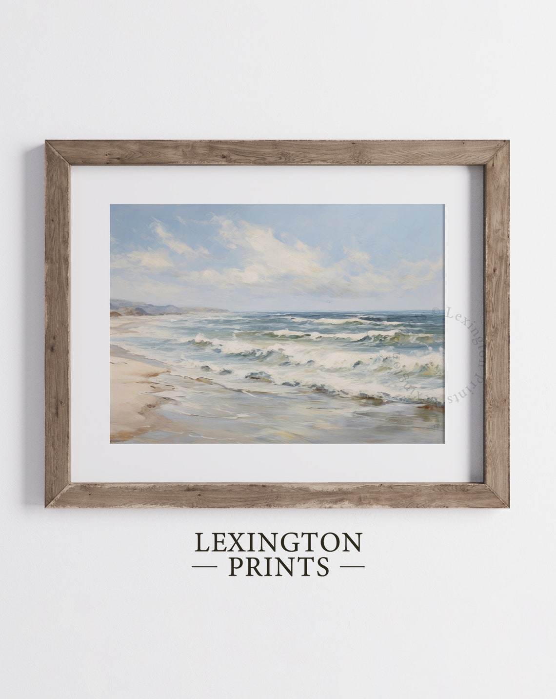 Ocean Waves Crashing on Sandy Beach Soft Coastal Seascape Poster - Image 2