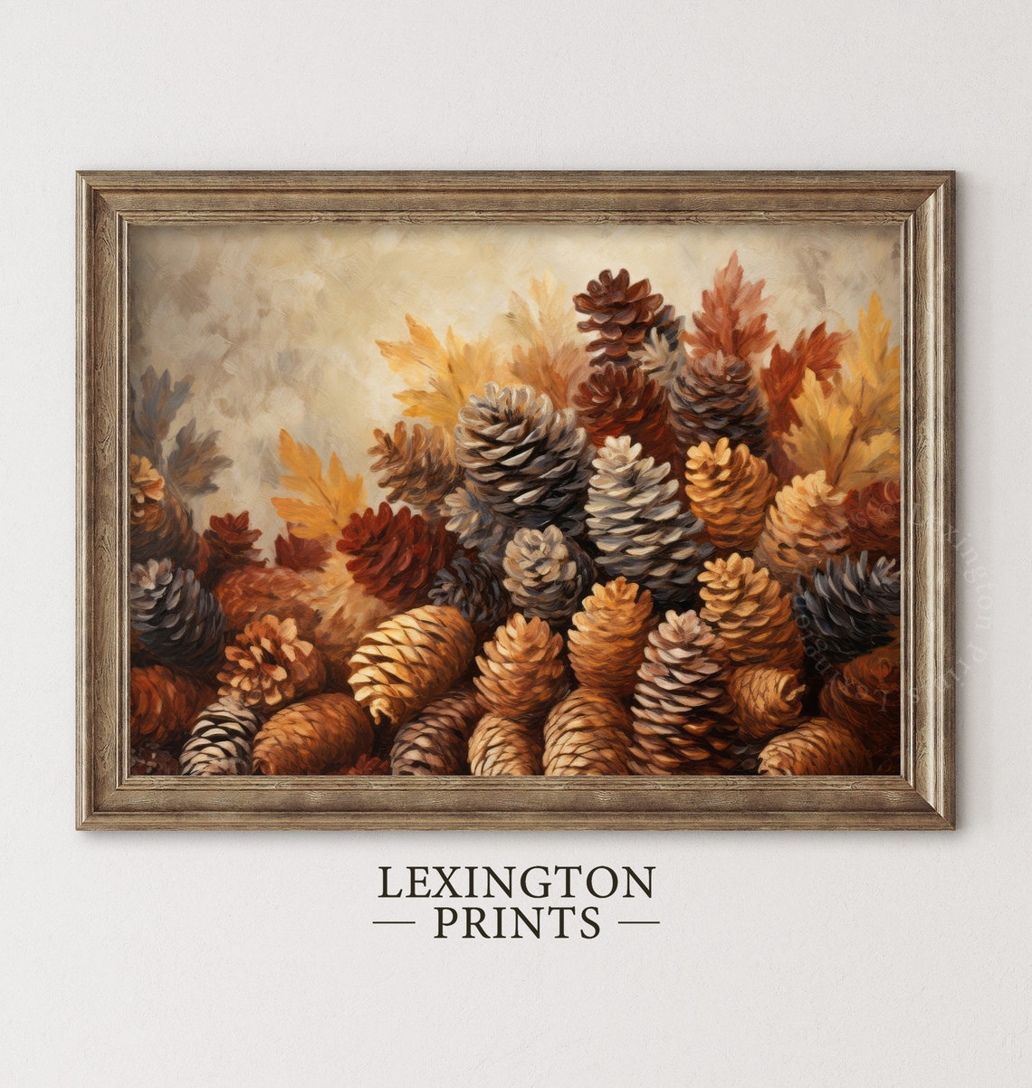 Rustic Pinecone Cluster in Autumn Warm Tones Still Life Poster - Image 8