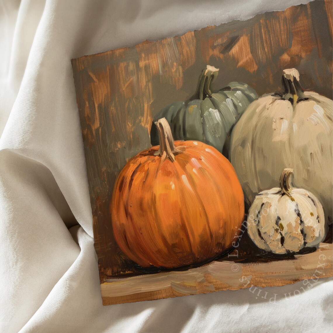 Five Colorful Heirloom Gourds Still Life Oil Painting Fall Poster - Image 6