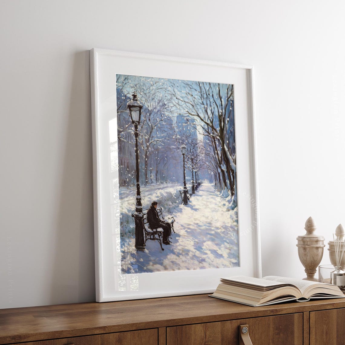 Winter City Street Print Winter Wall Art Christmas Prints Winter Wall Art Vintage City Wall Art Farmhouse Print Holiday Art 808 - Image 8