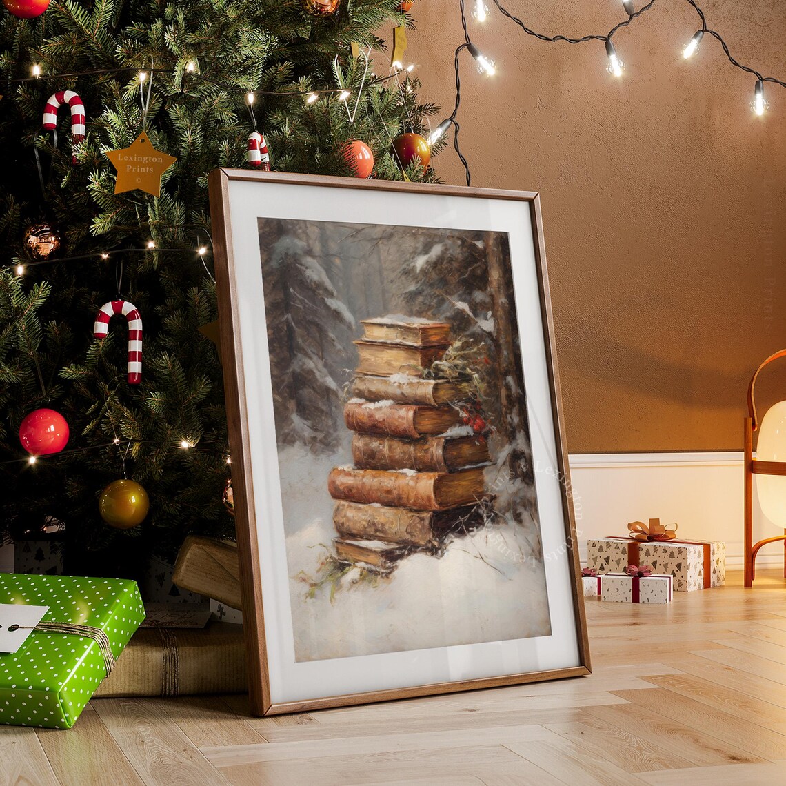 Snowy Christmas Wall Art Book Art Winter Dark Academia Decor Vintage Christmas Print Winter Print Oil Painting Holiday 355 - Image 3
