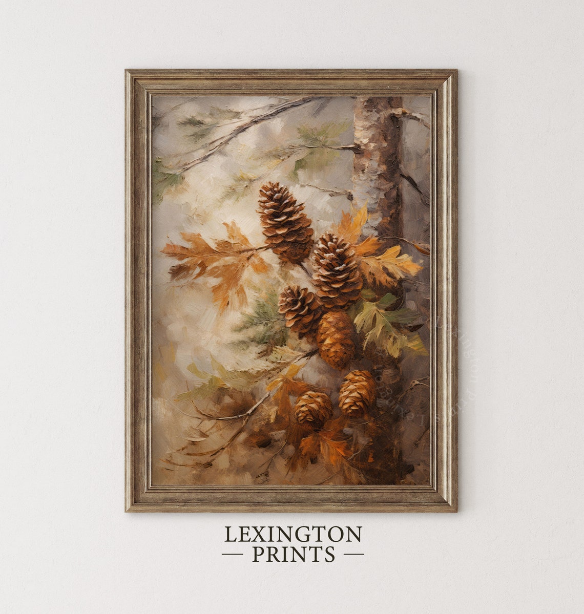 Pinecones on Branch with Oak Leaves Autumn Woodland Decor Poster - Image 5