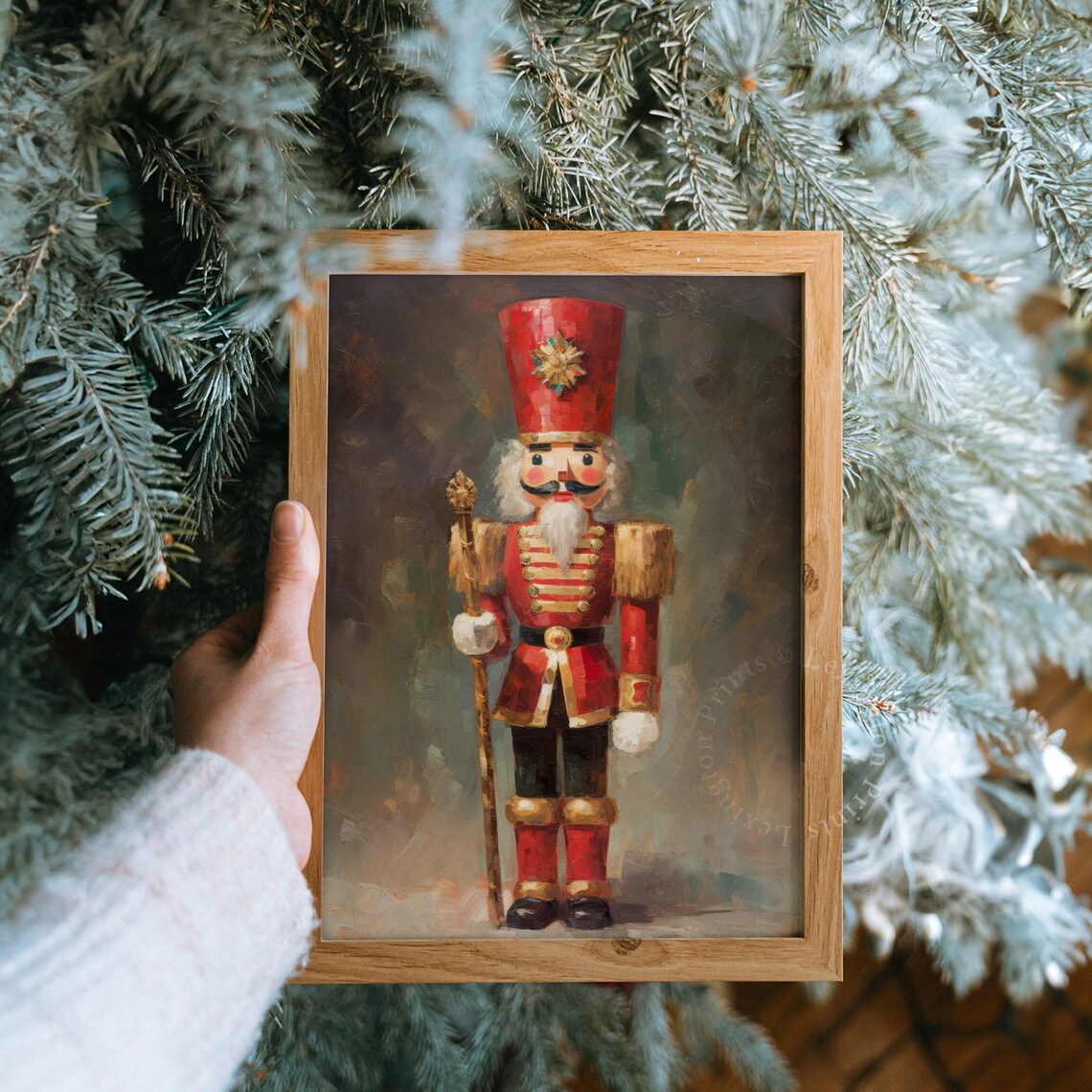 Red Nutcracker Soldier Vintage Christmas Holiday Painting Poster - Image 8