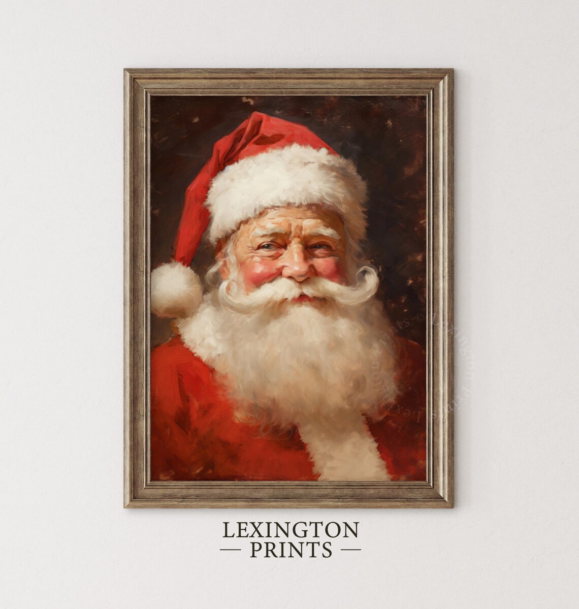 Classic Santa Claus Portrait Vintage Christmas Oil Painting Poster - Image 3