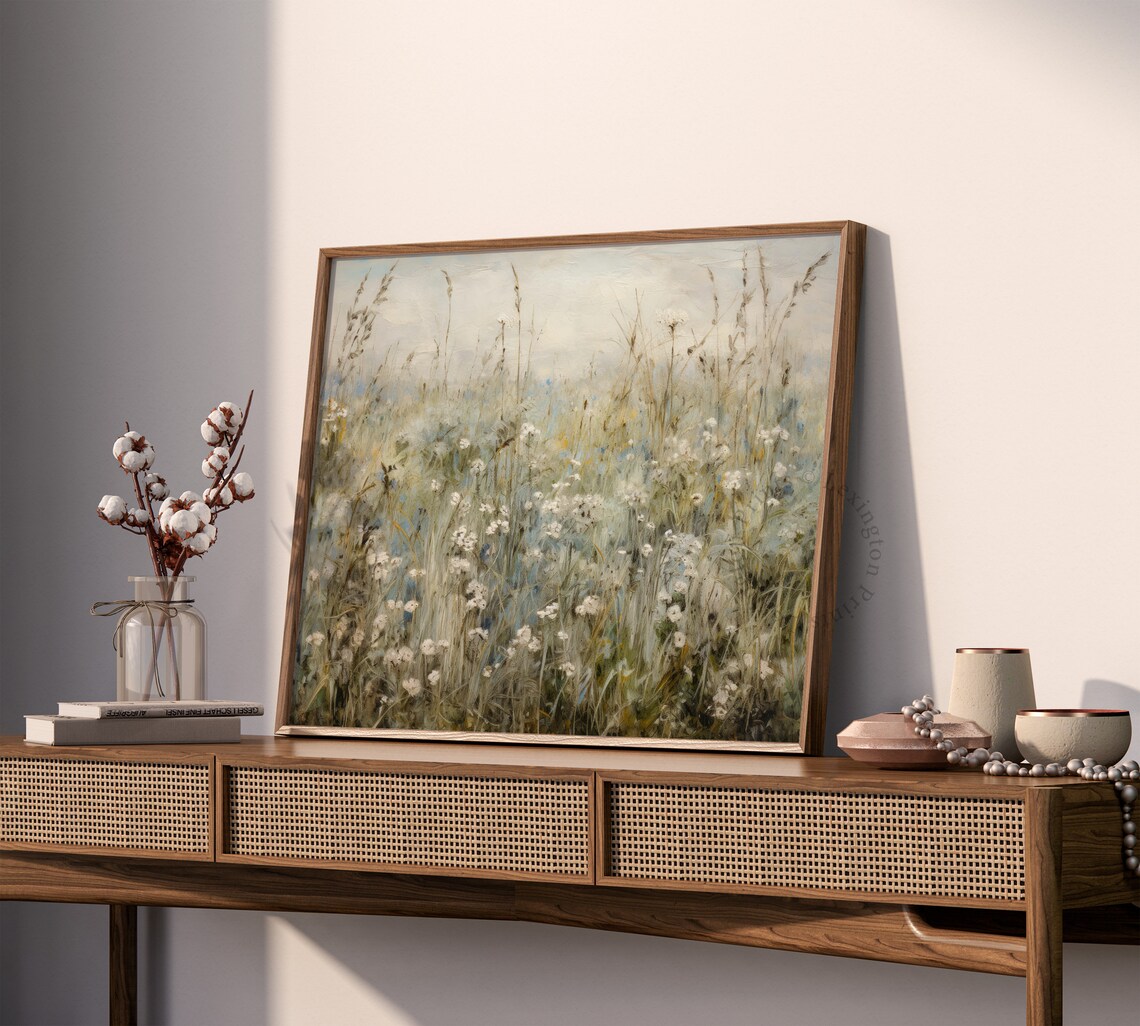 Sage Wildflower Meadow Soft Botanical Impressionist Landscape Poster - Image 7